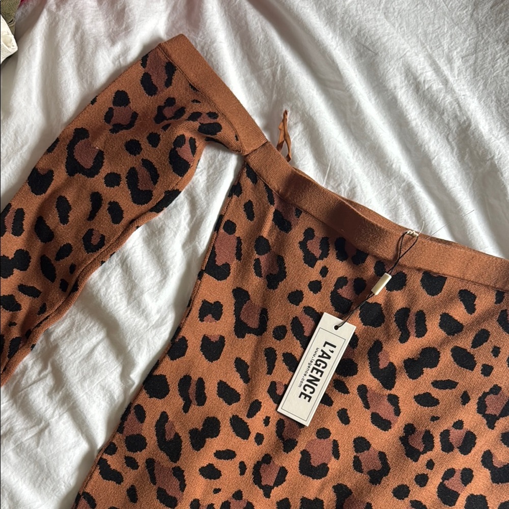 L'AGENCE Leopard Print Off the shoulder dress